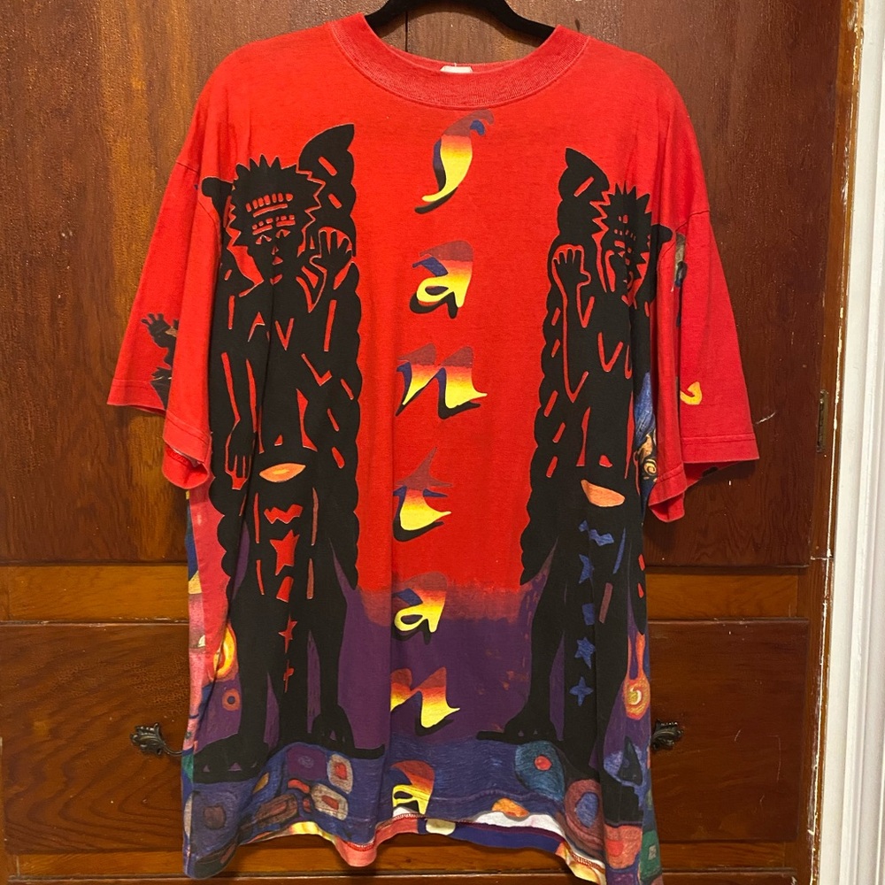 Vintage 90s Carlos Santana Sacred Fire All Over Print T Shirt Sz XL Clean EUC